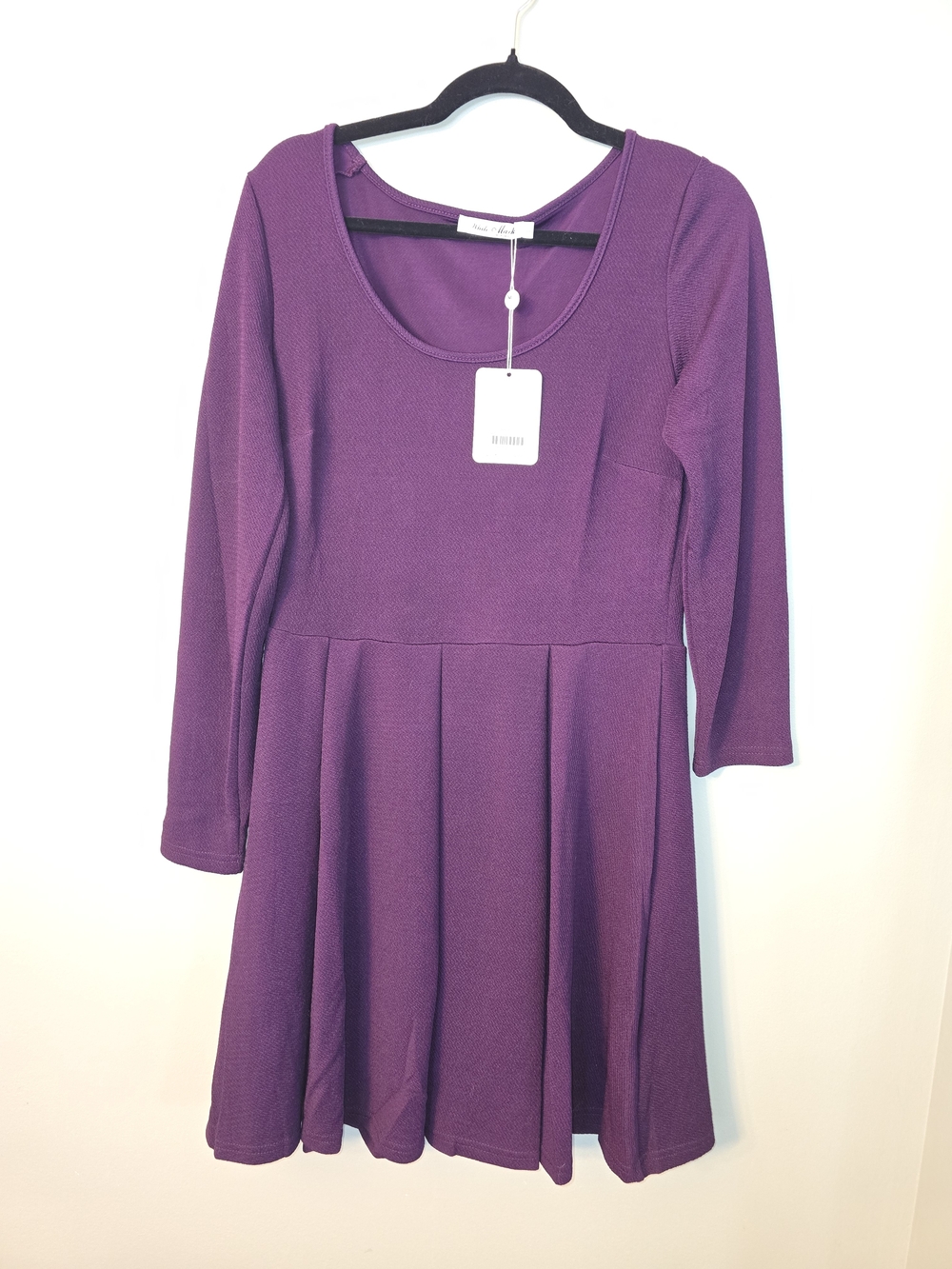 White Mark Deep Purple Scoop Neck Fit-and-Flare Dress